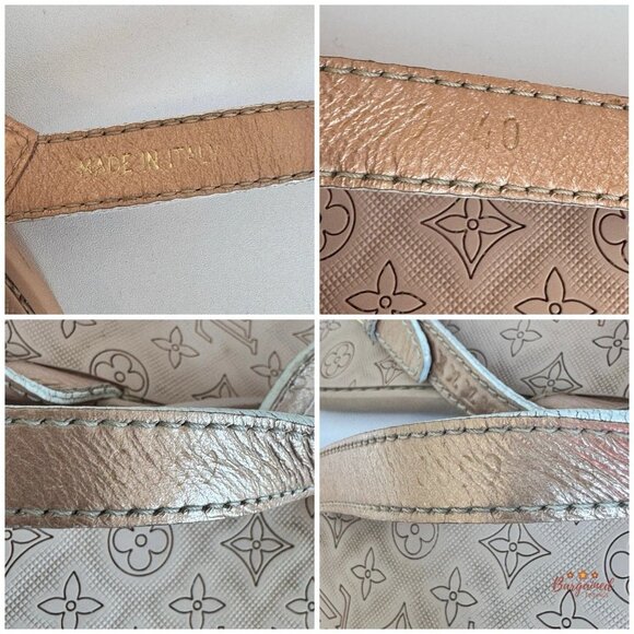 Auth Louis Vuitton Pink/Beige Monogram Embossed Rubber Flip Flop Sandals 40/10 - Picture 6 of 10